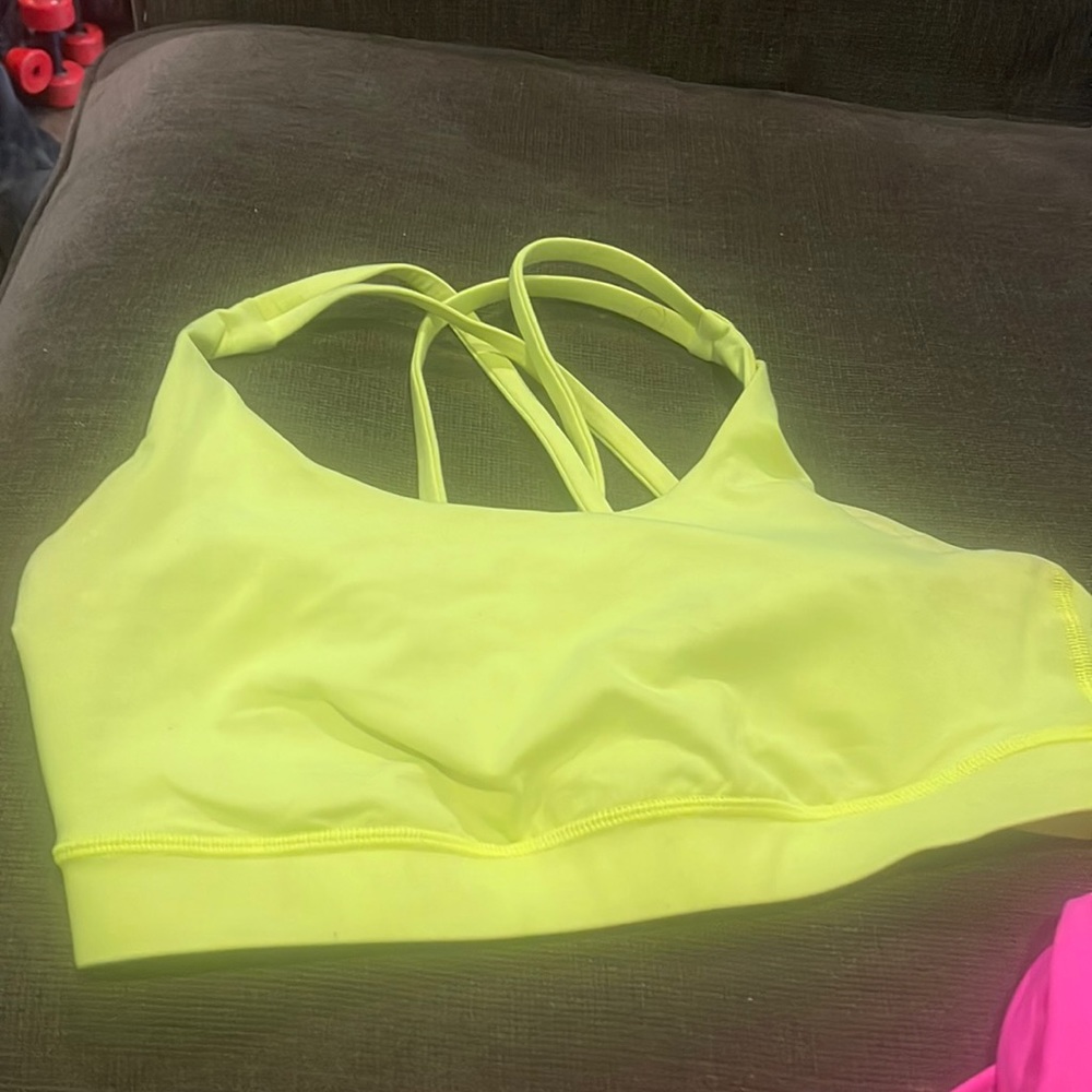 Lululemon Energy Bra Neon Yellow Size 8